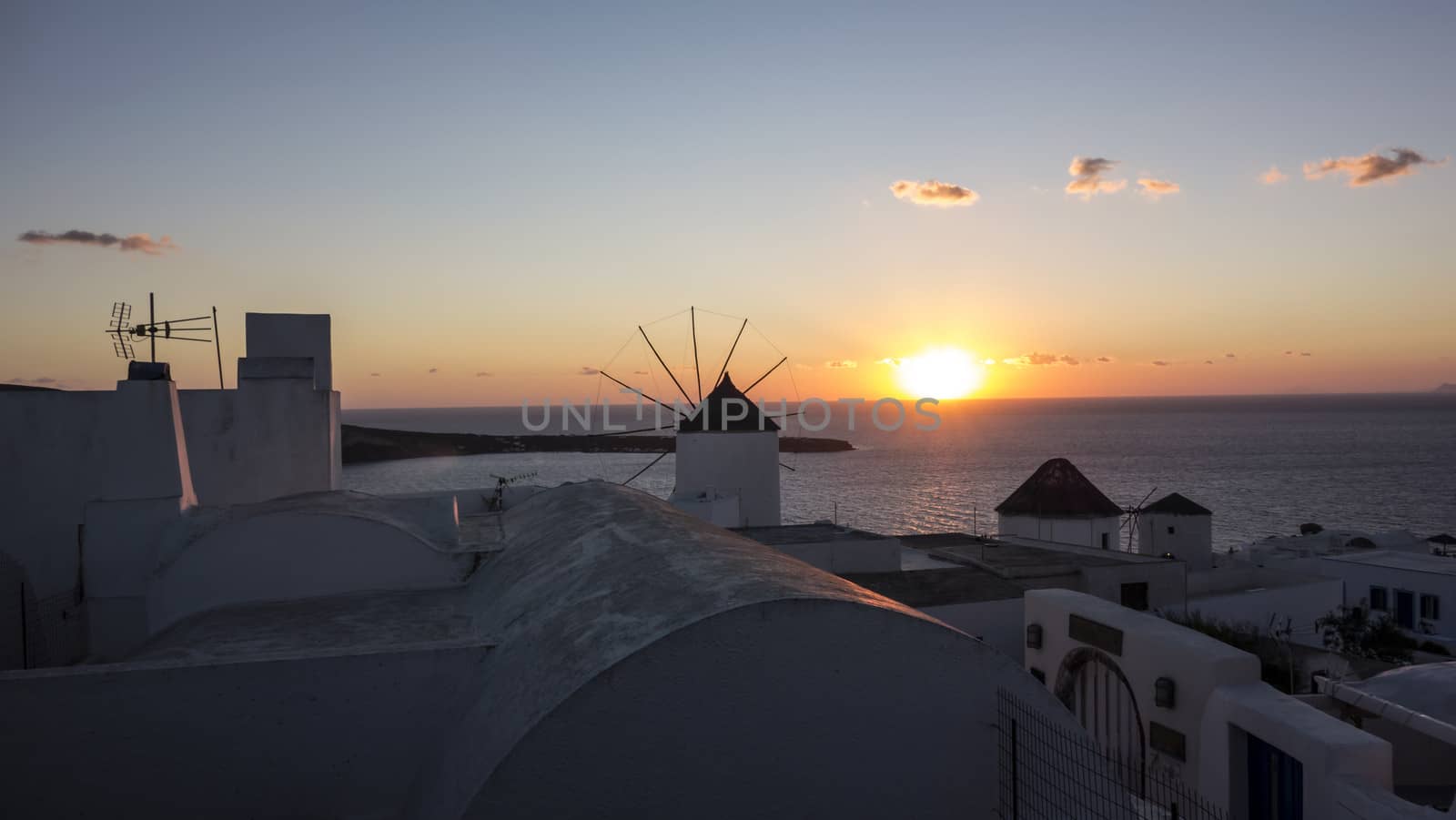 Beautiful sunset in Oia, Santorini,. Greece