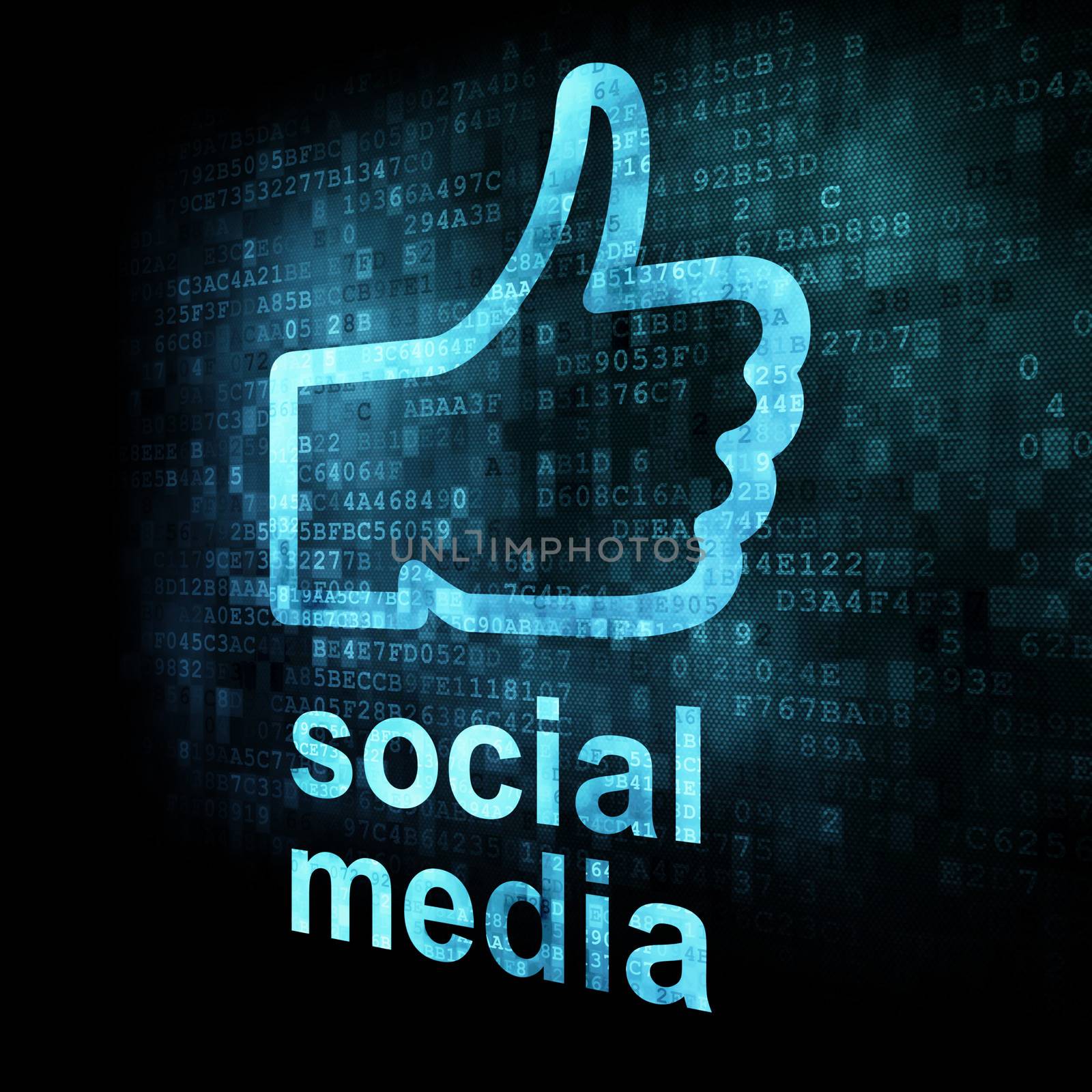 Like and words Social media on digital background by maxkabakov