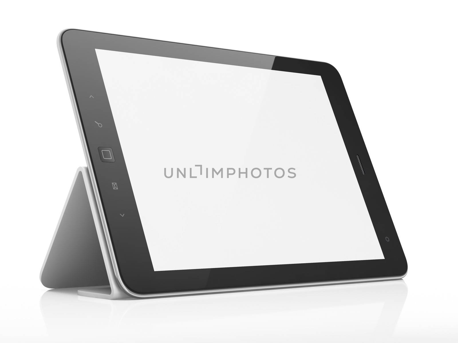 Black abstract tablet pc on white background, 3d render