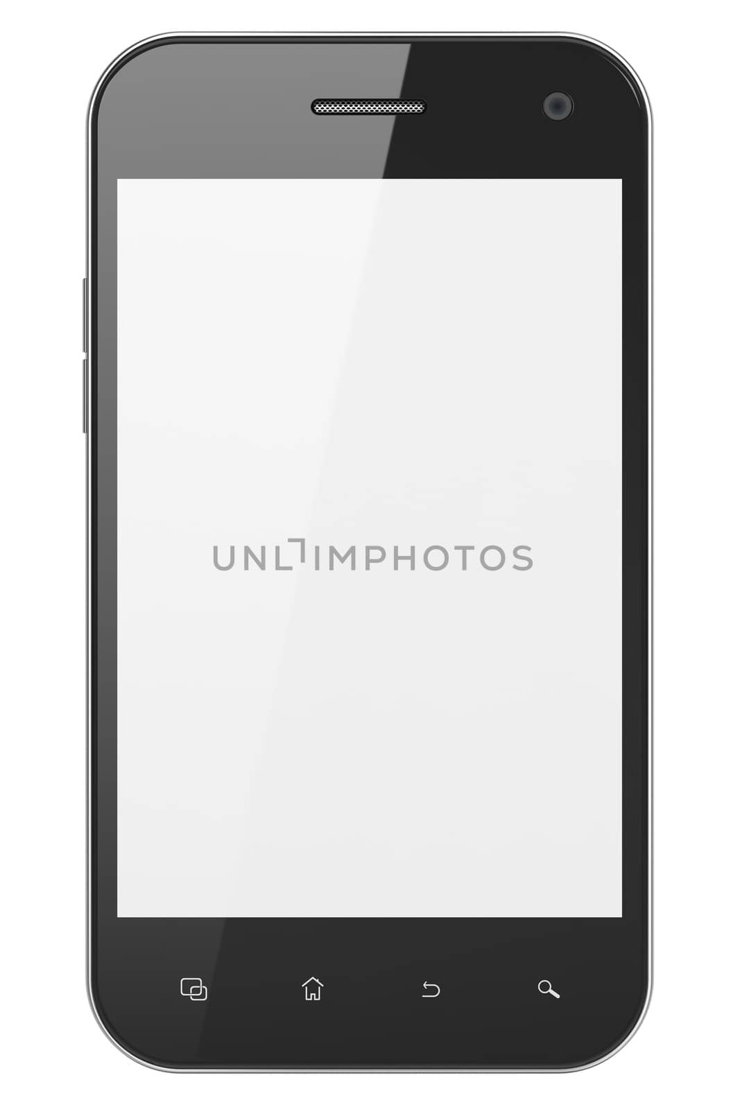 Beautiful smartphone on white background. Generic mobile smart phone by maxkabakov