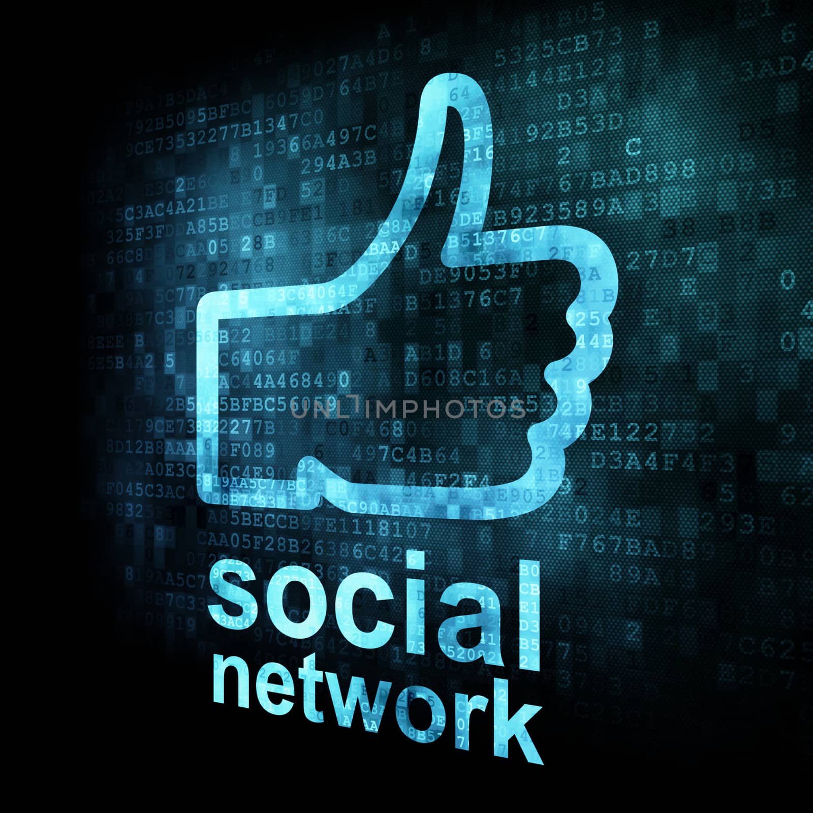 Like + social network on digital screen by maxkabakov