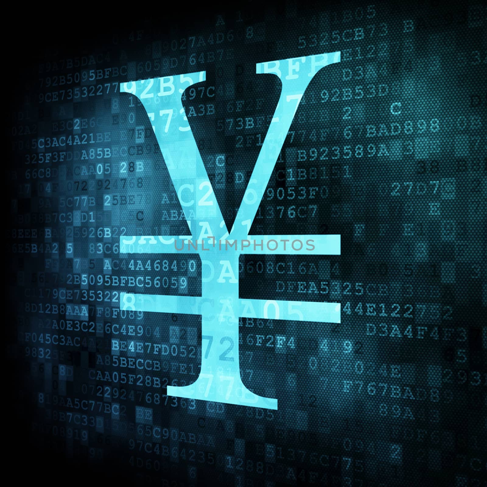 Yen sign on digital screen by maxkabakov