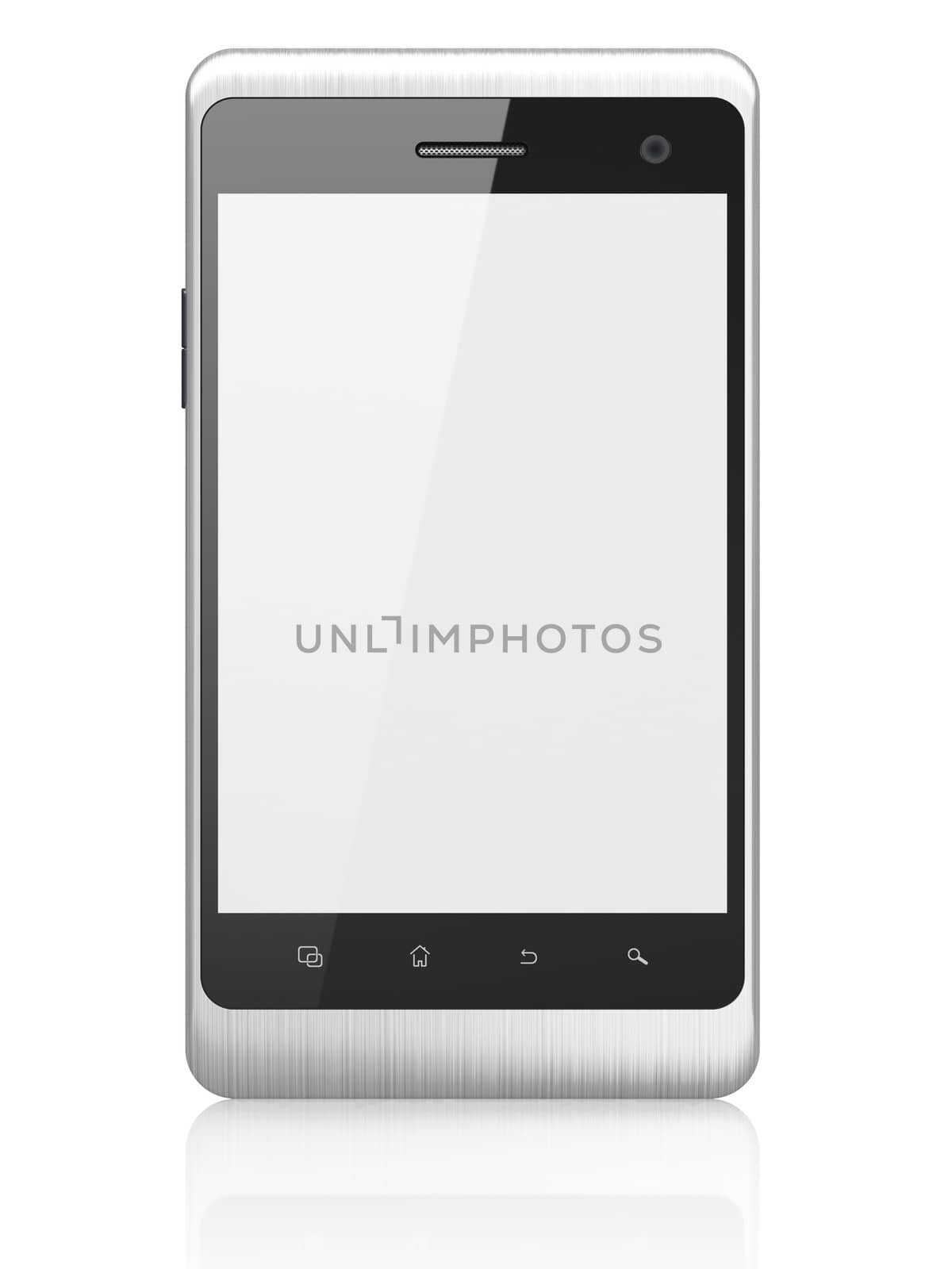 Beautiful smartphone on white background. Generic mobile smart phone, 3d render