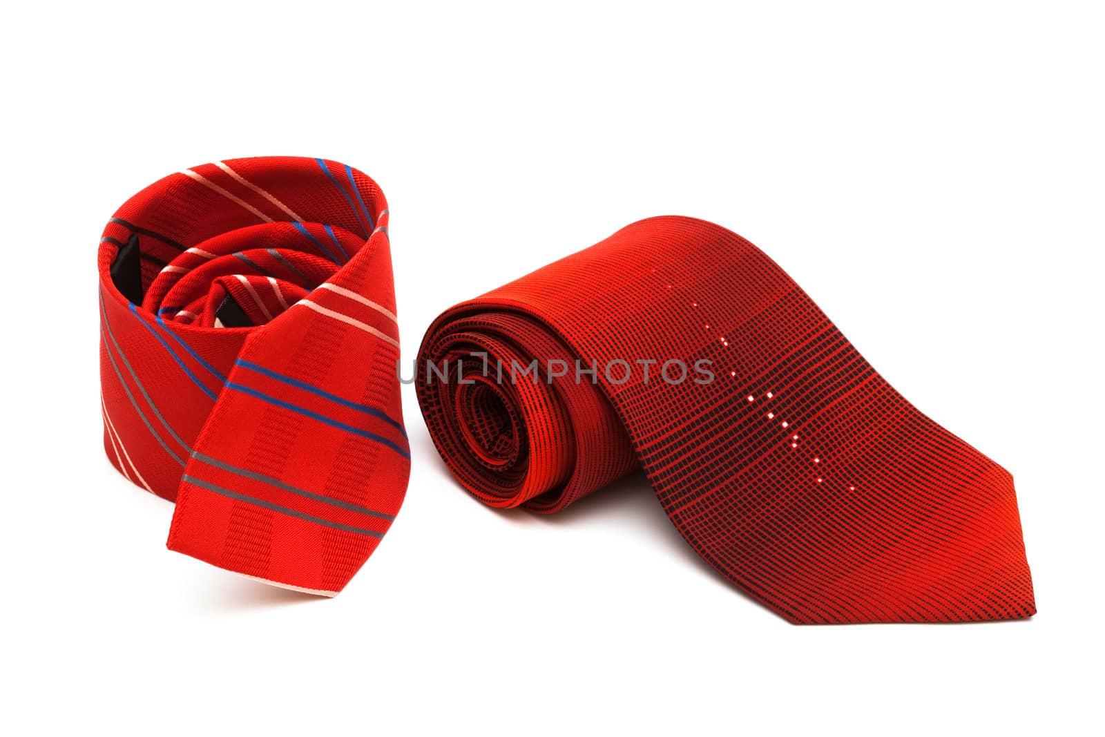 two red necktie on a white background