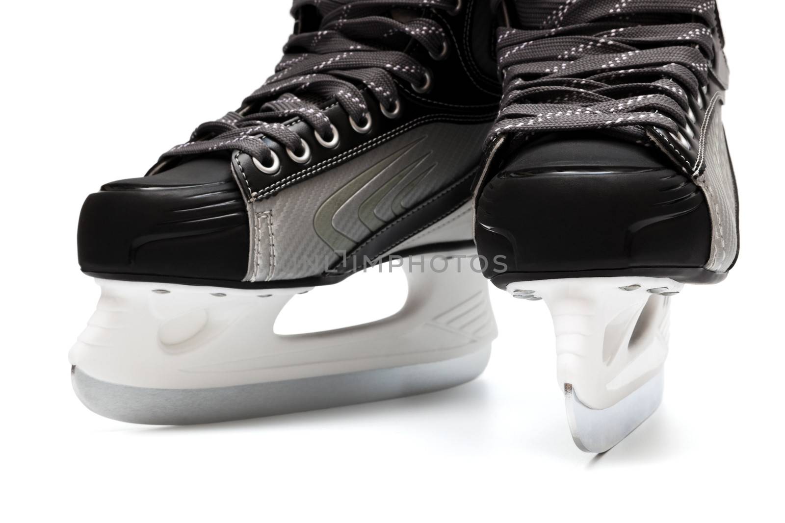 new and modern black skates on white background