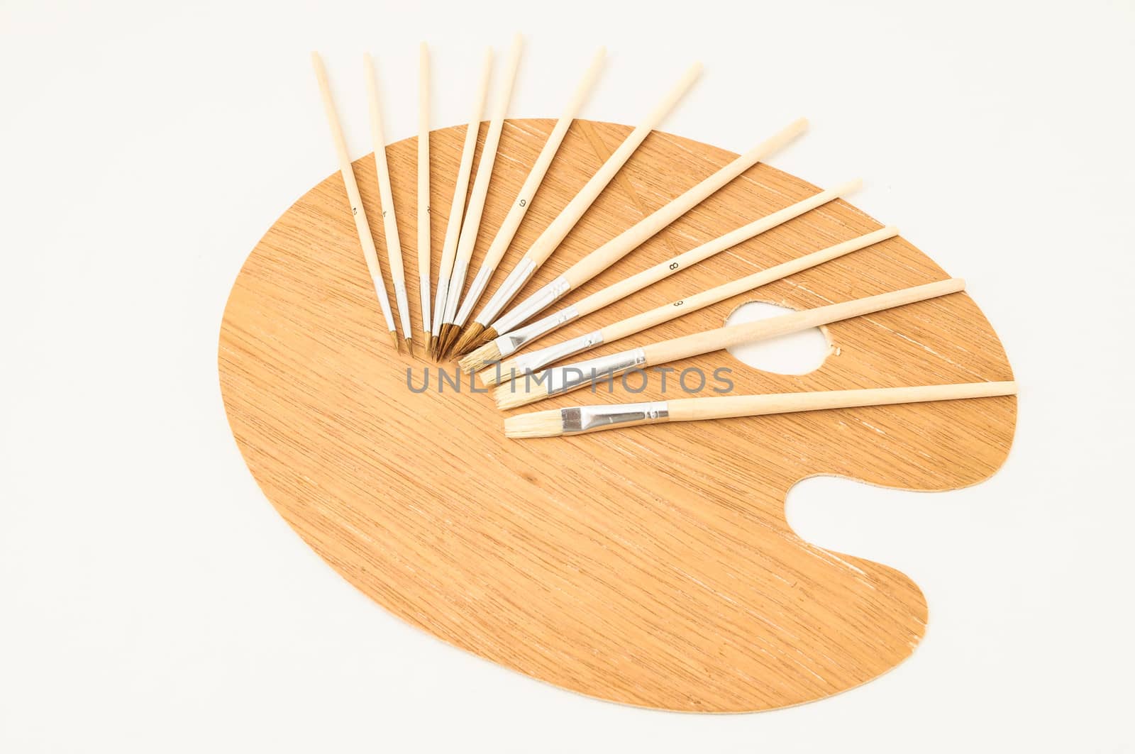 New Wooden Different Paintbrush Set Texture over a Colored Background