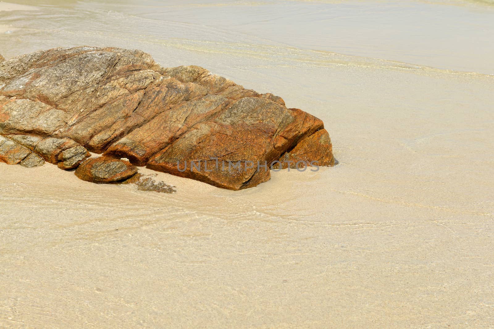 Beach with Rocks Sand and Waves by opasstudio