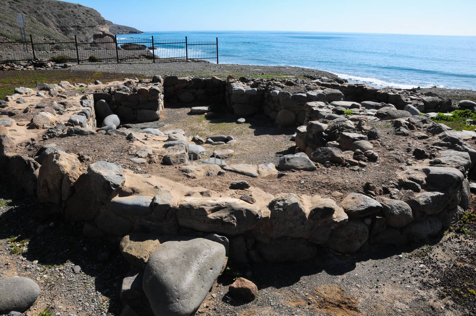 Archeology Site with Round Stones in Canary Islands