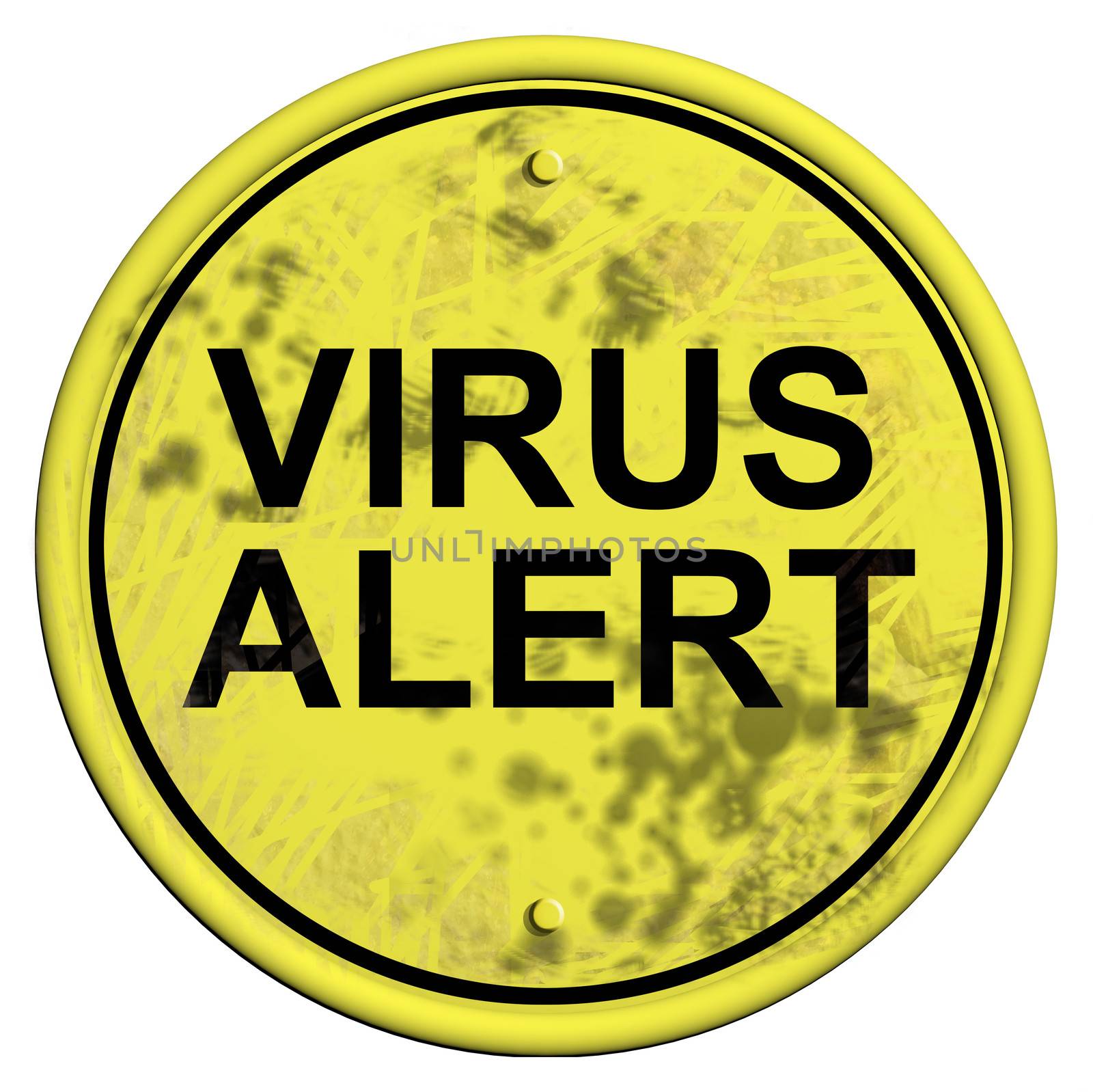 Computer virus alert, grungy sign made in 3d software