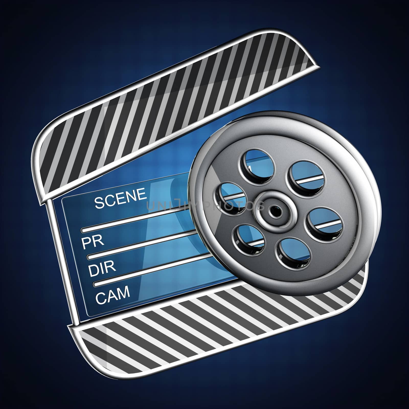 cinema clap on blue background