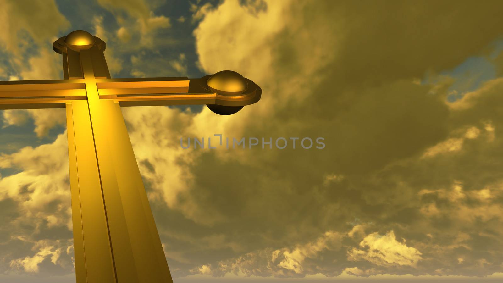 Cross made from gold made in 3d software
