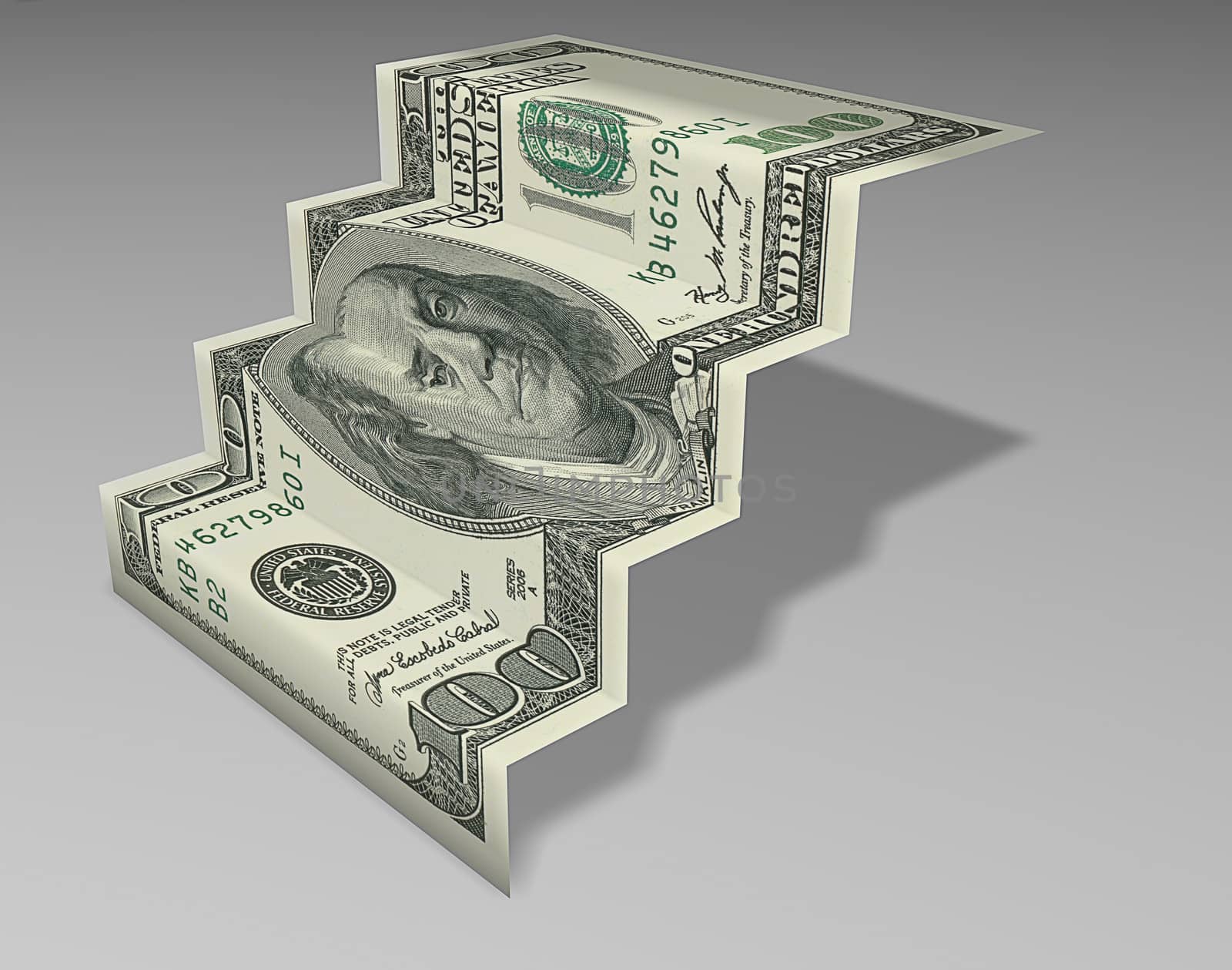 folded dollar banknote  made in 3d software