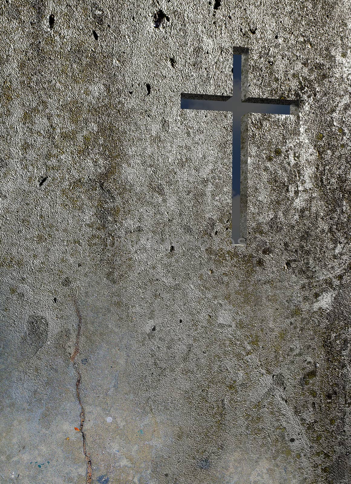 Old Wall With Cross made in 3d software