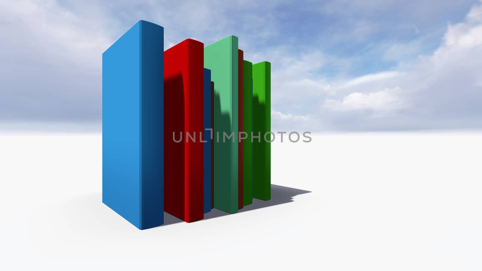 colorful book with sky in background made in 3d software