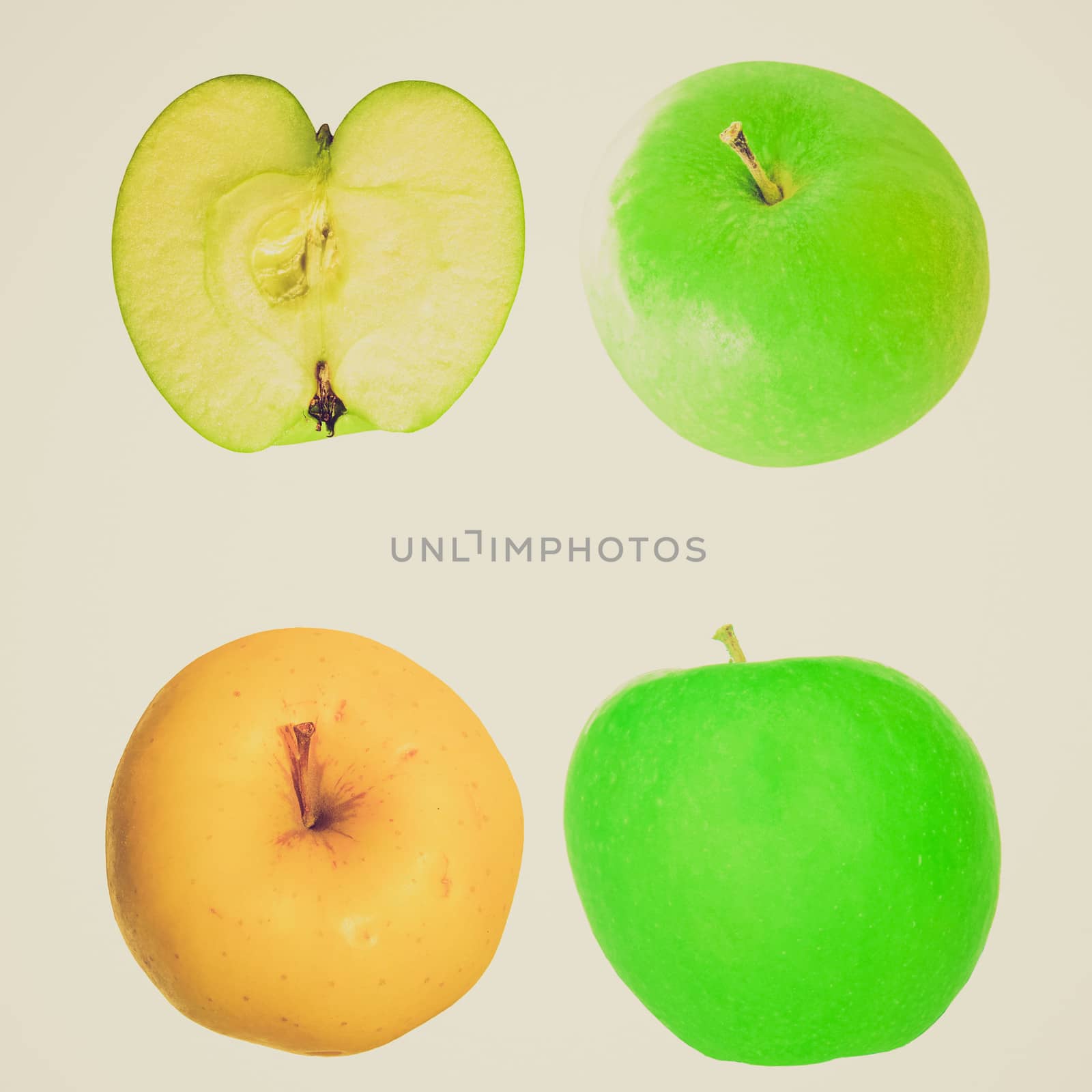 Vintage retro looking Many apples isolated over a white background