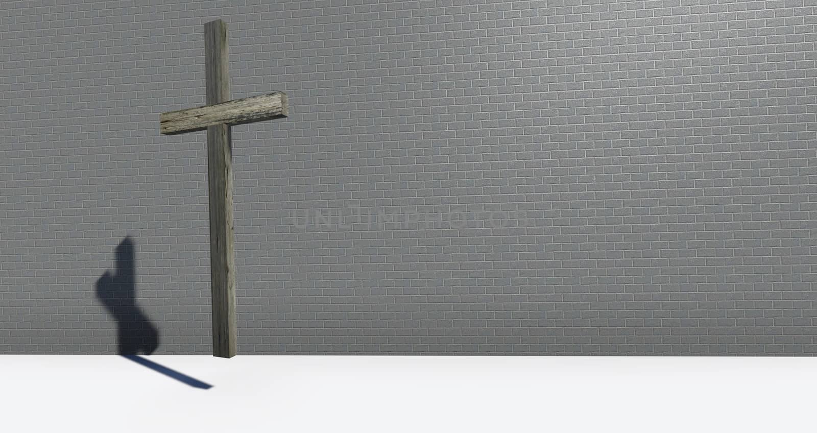 Cross on the wall made in 3d software