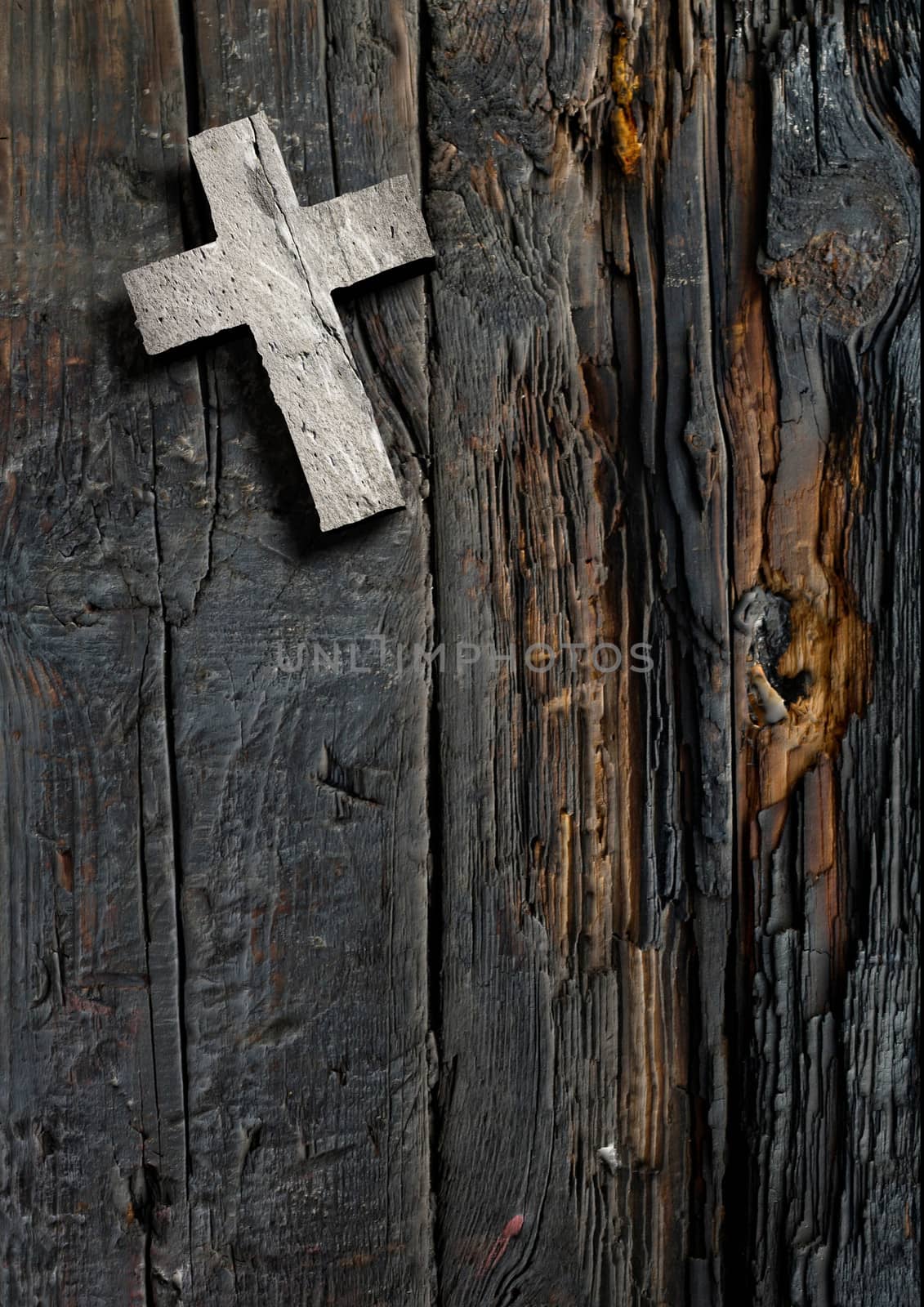 Cross on the wood made in 3d software