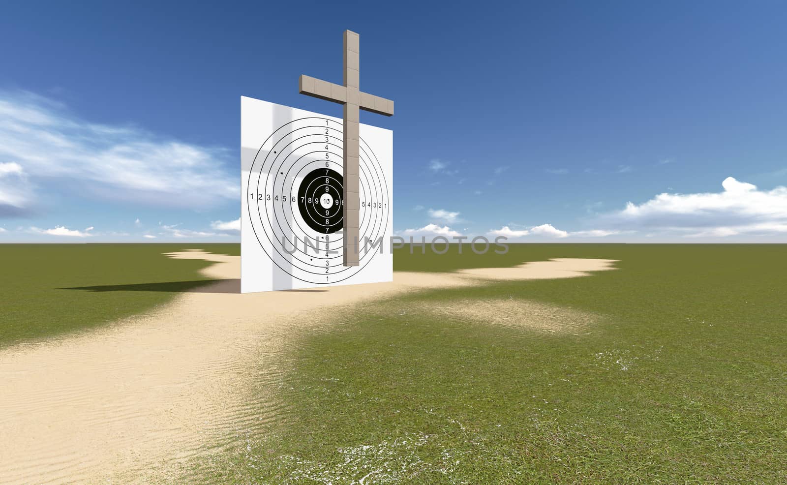 Cross on the target  made in 3d software