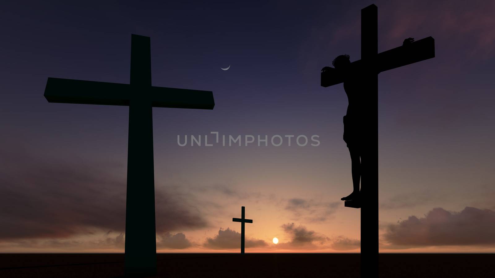 A crucifix silhouette set against a dramatic sky.