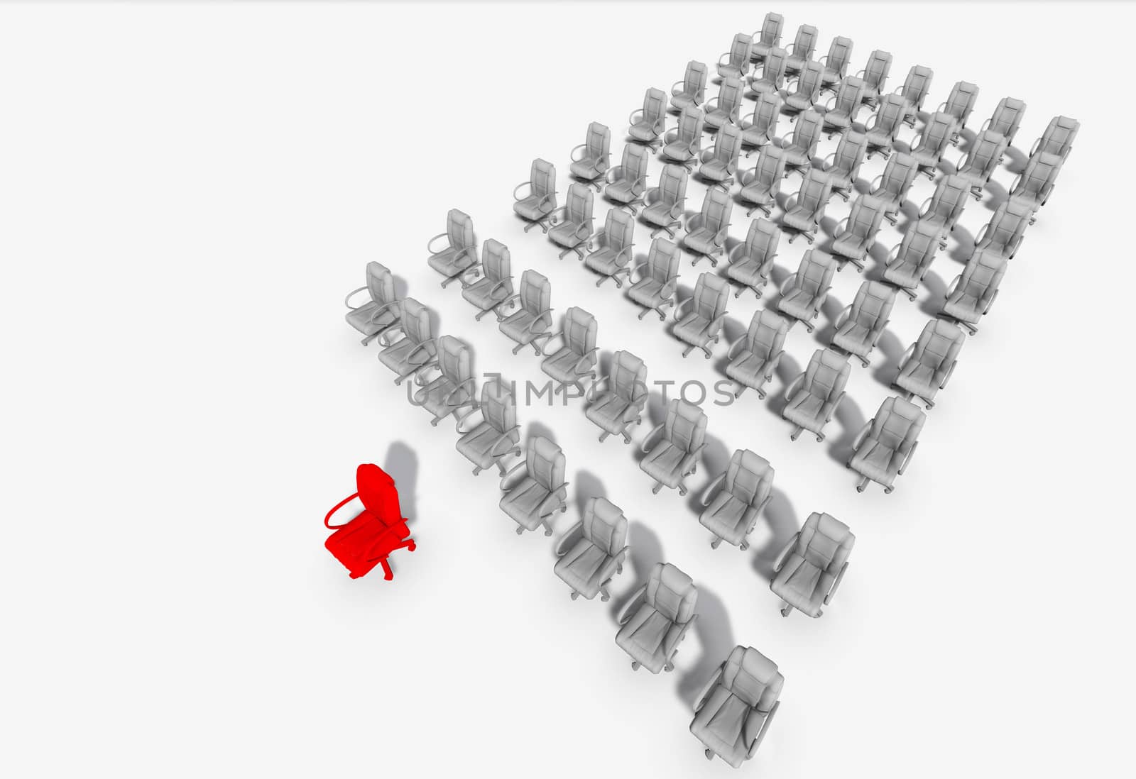 Abstract illustration of red chair " leader "  made in 3d software