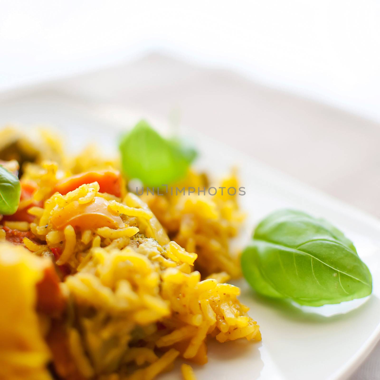 turmeric basmati rice with mediterranean vegetables and chicken