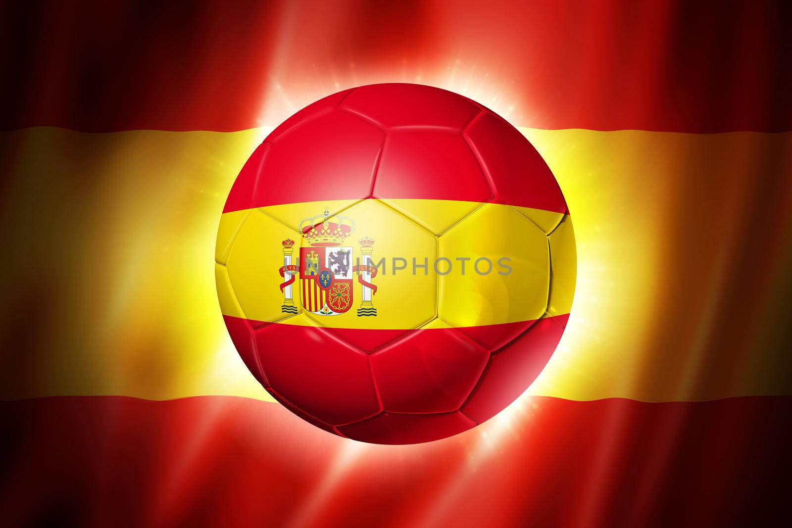 3D soccer ball with Spain team flag, world football cup Brazil 2014