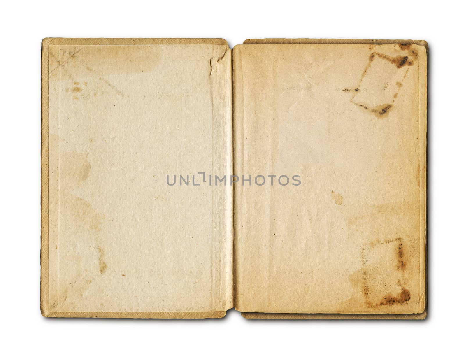 old grunge open notebook isolated on white with clipping path