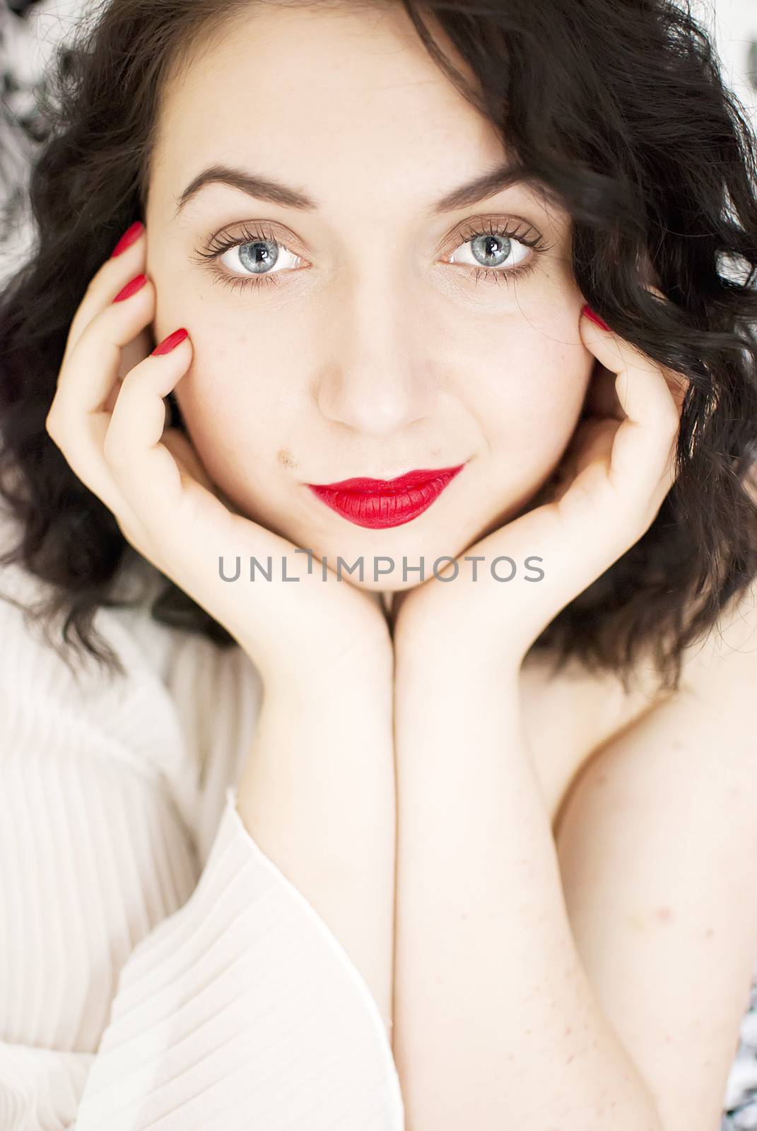 beautiful retro girl portrait in vintage style dress