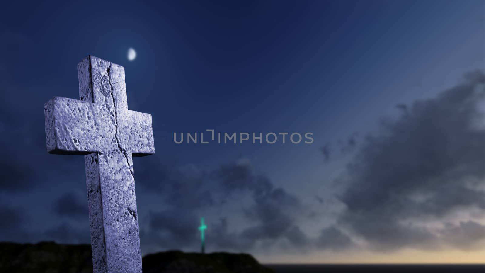 crosses  silhouette with the sky as background