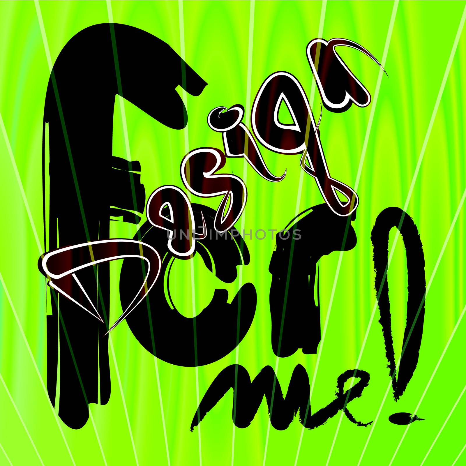 Inscription, Design for me, on abstract green background