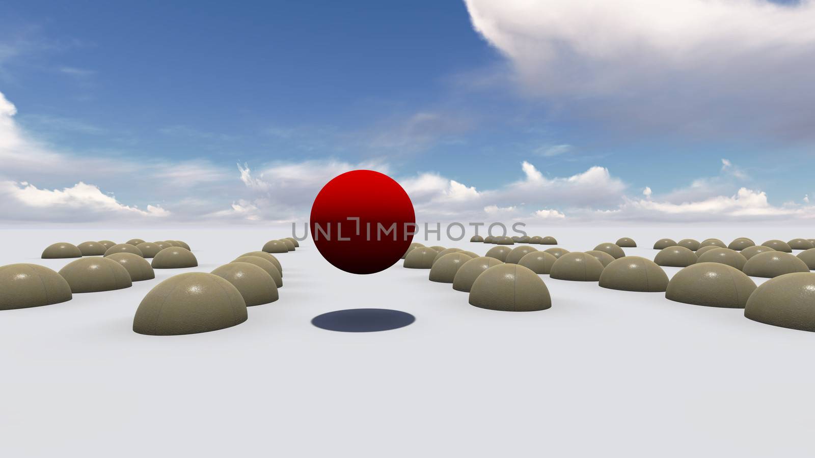 Abstract illustration of red ball " leader "  made in 3d software