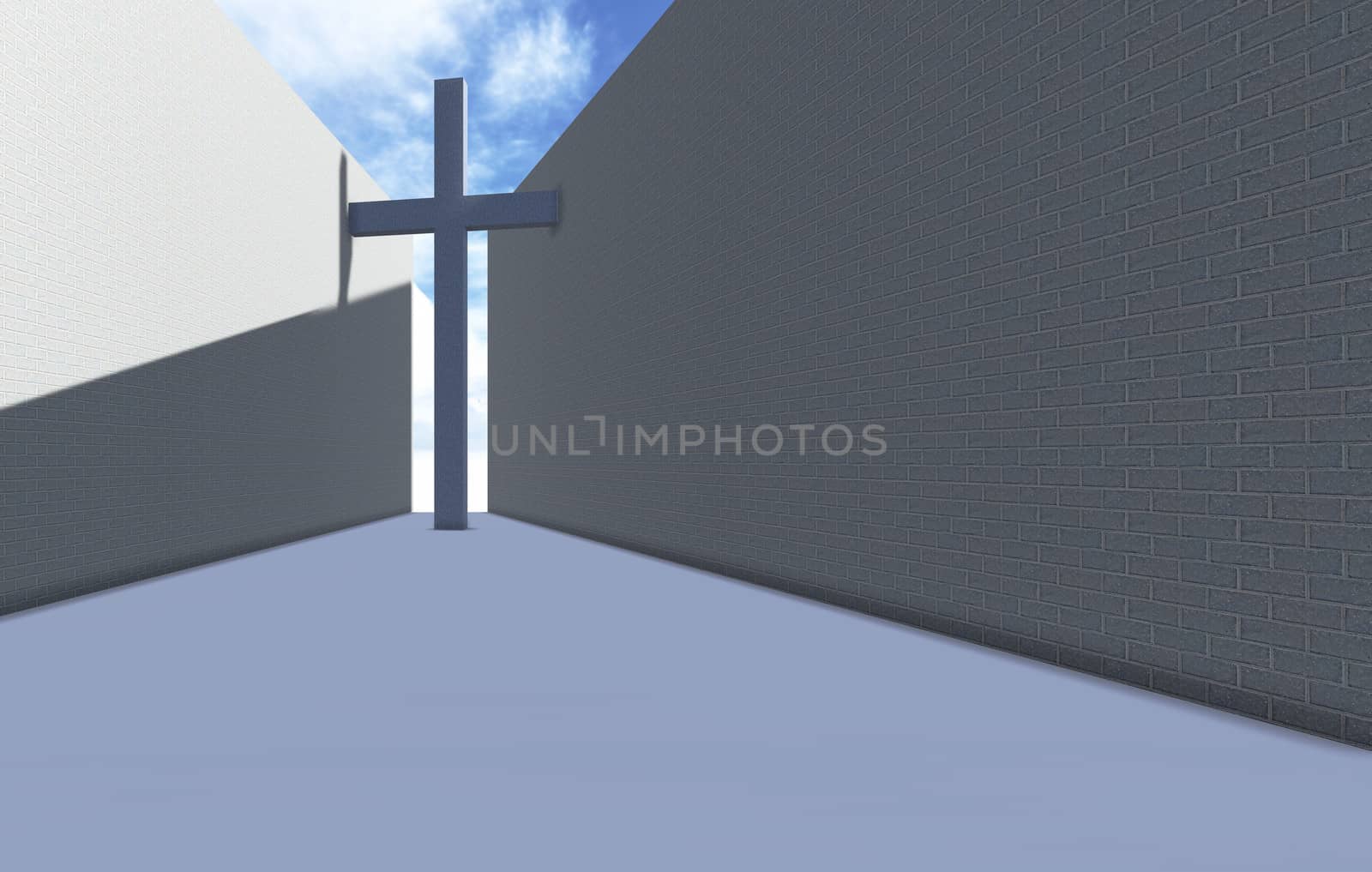 cross betwen two walls made in 3d software