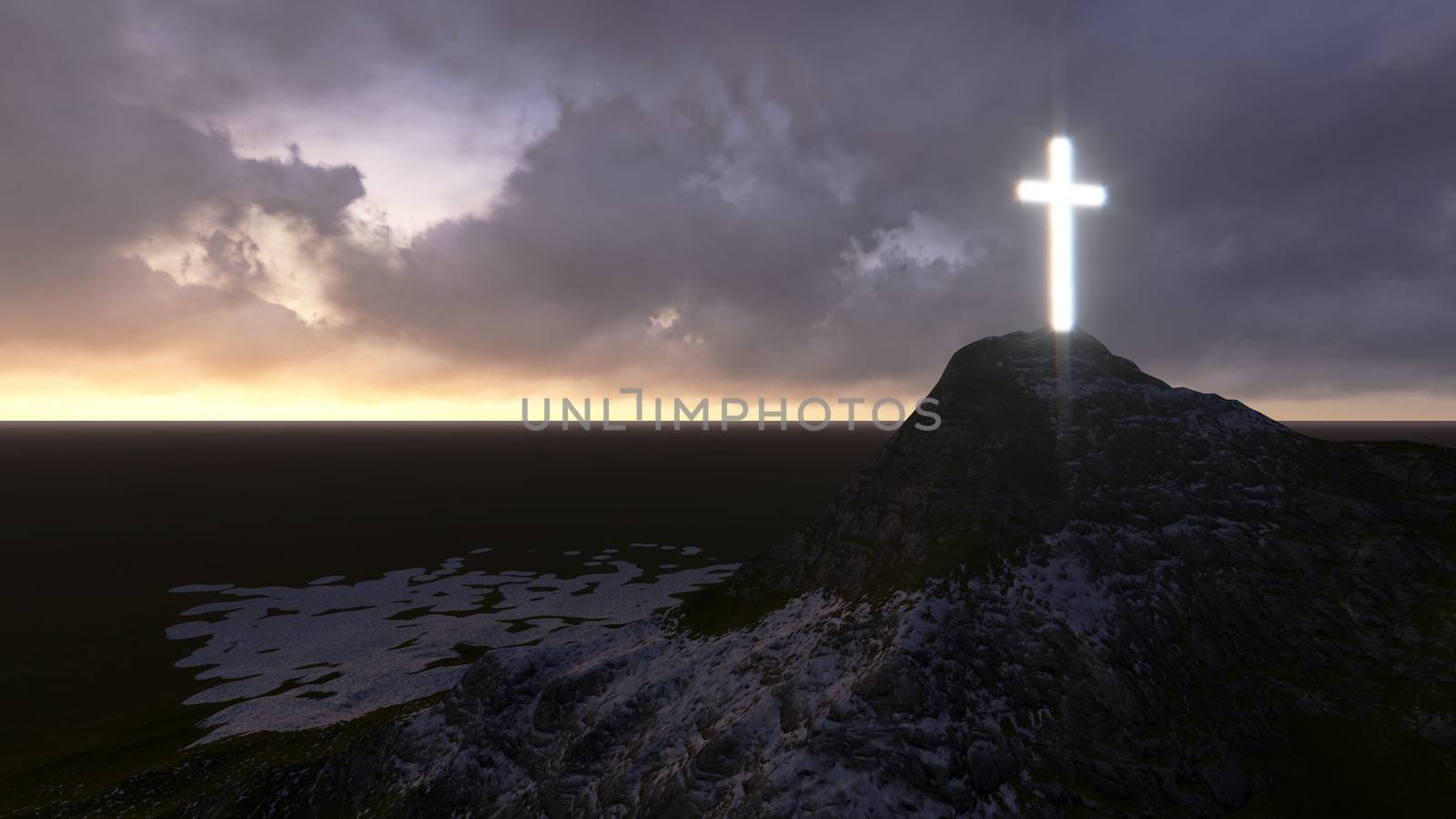 glowing wooden cross   made in 3d software