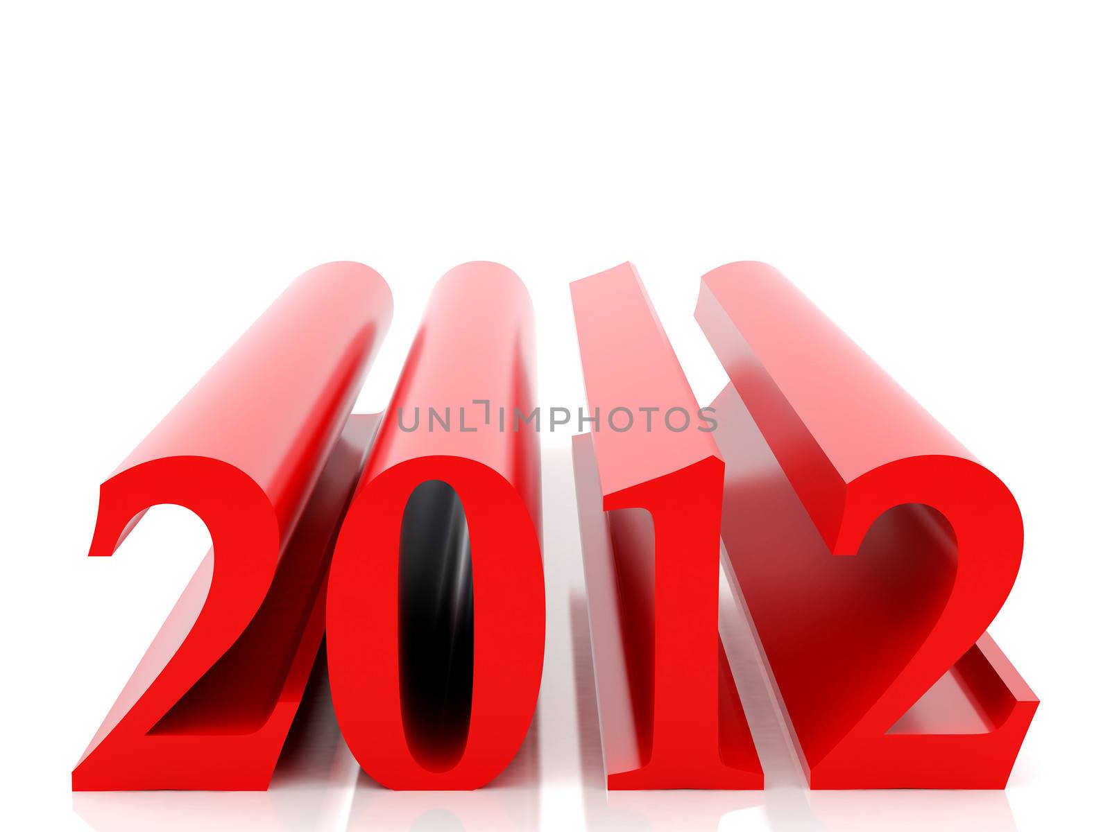 New 2012 year card. High resolution image.  3d rendered illustration.