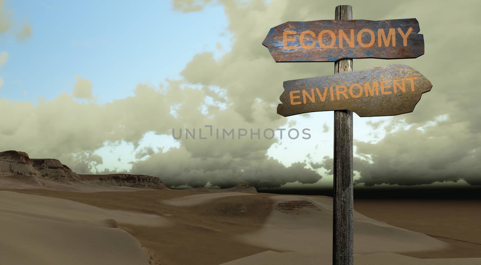 sign direction economy-enviroment