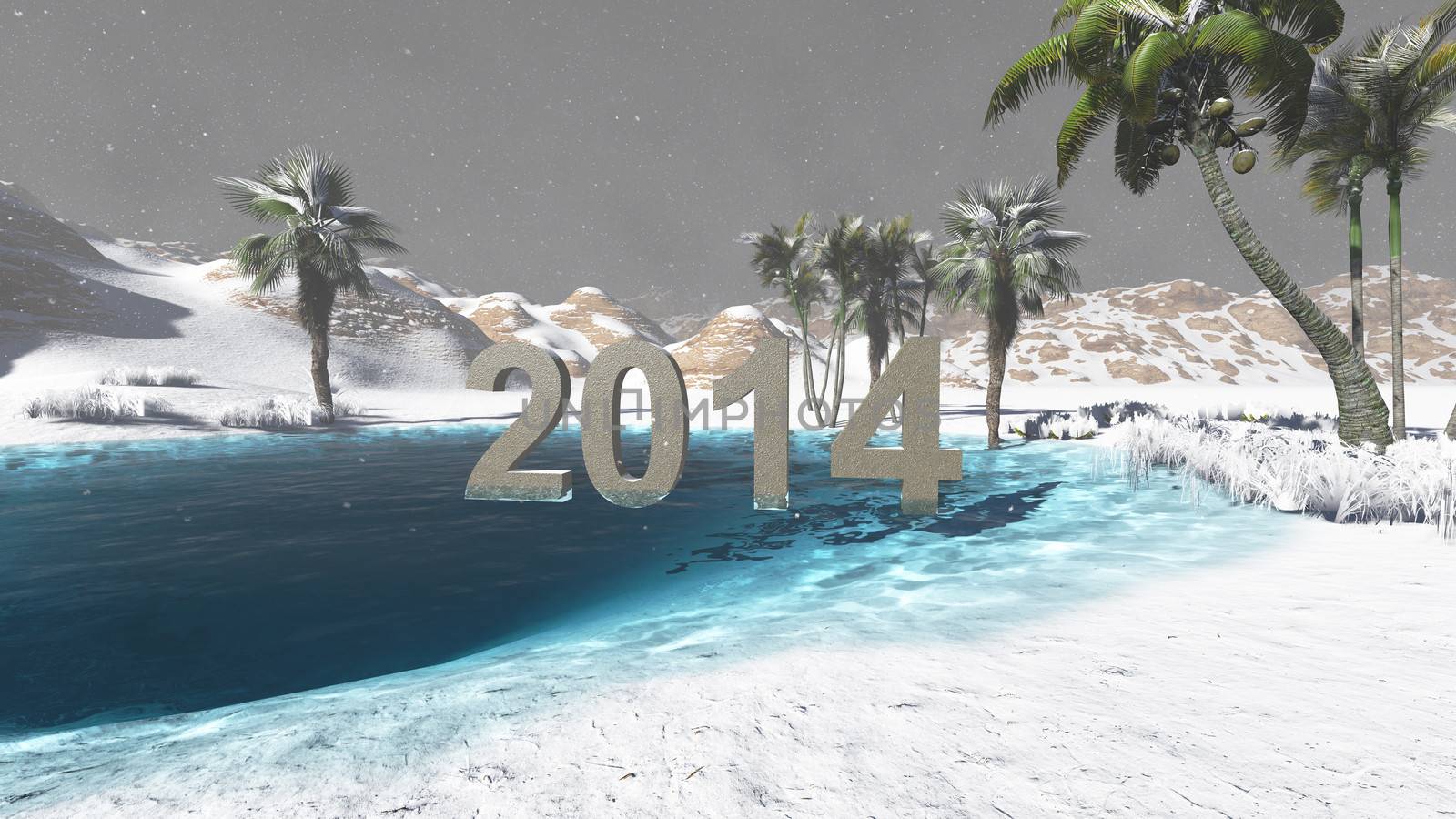 Oasis in the desert 2014  winter made in 3 d software