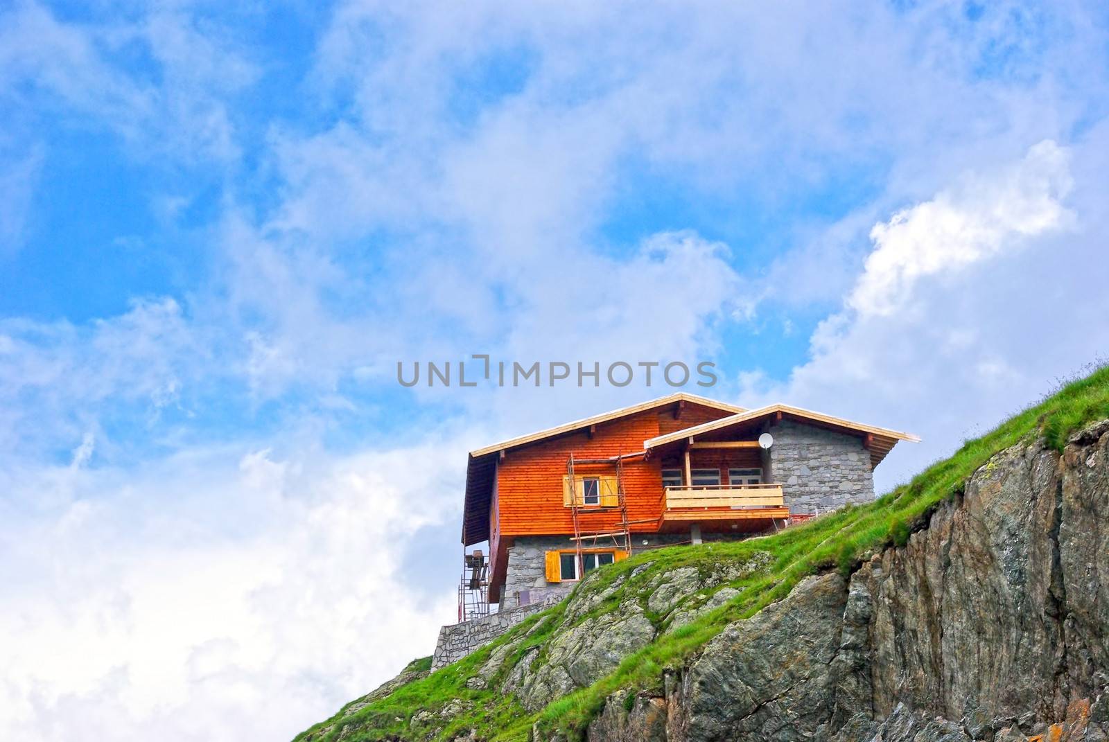 Mountain chalet on the top of the Fagaras mountains.