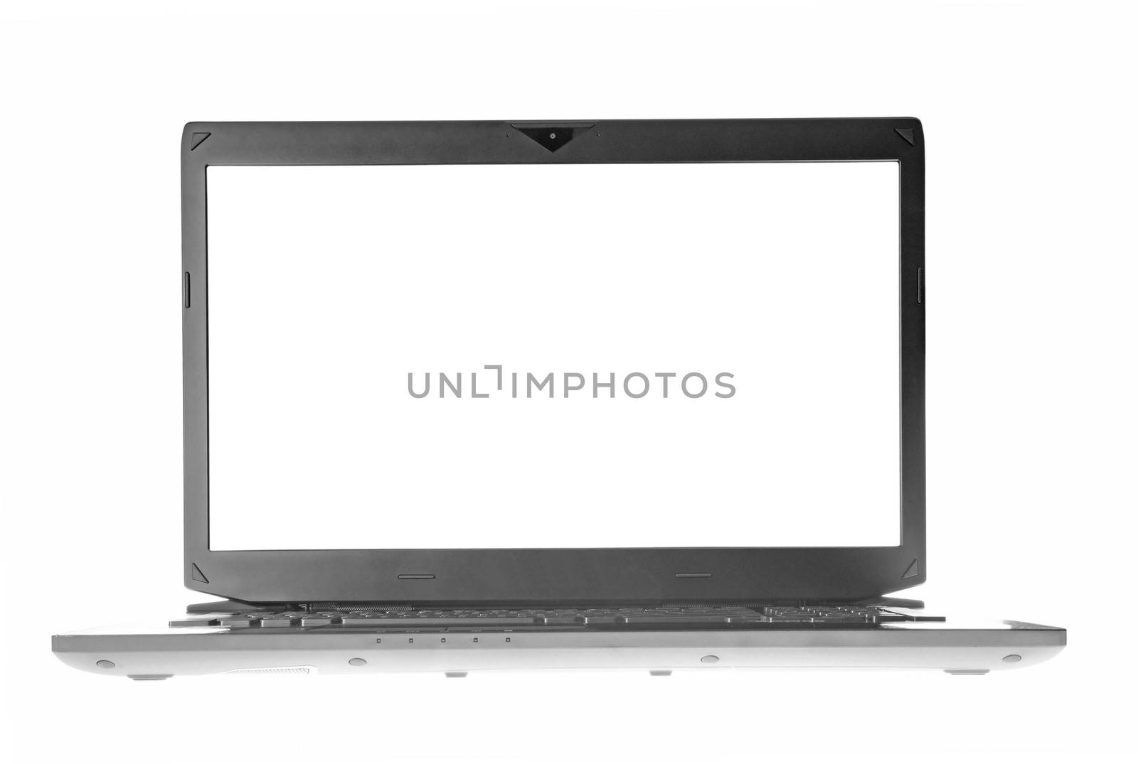 White laptop screen isolated over white