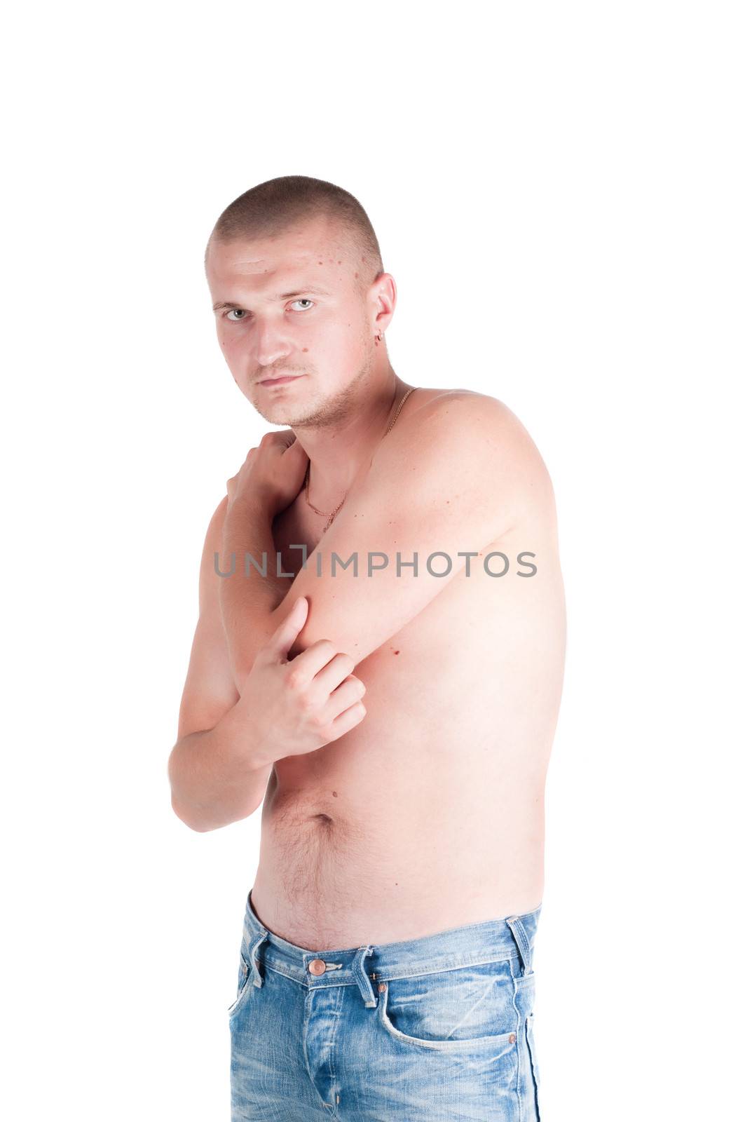 Studio shot of man isolated on white