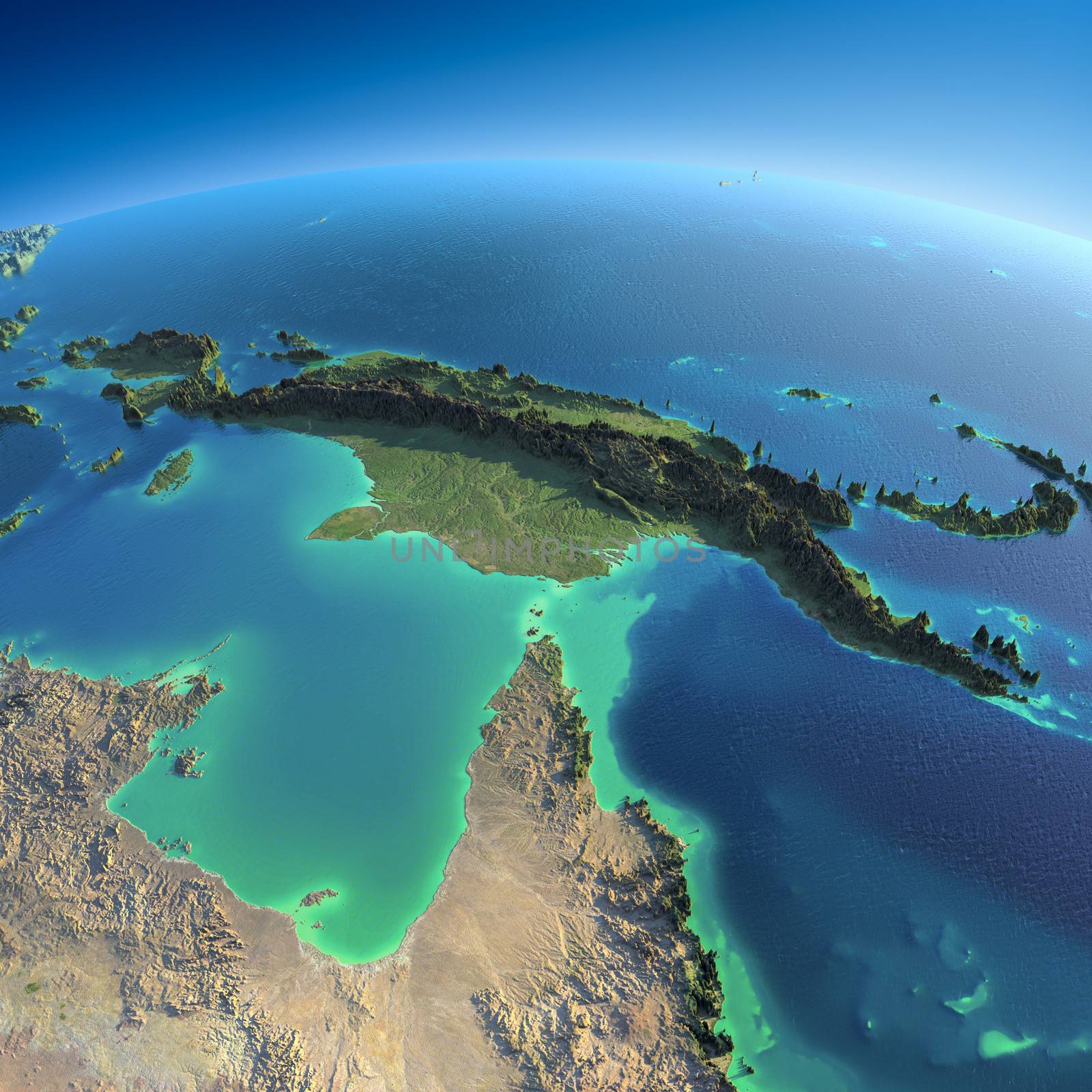 Detailed Earth. Australia and Papua New Guinea by Antartis