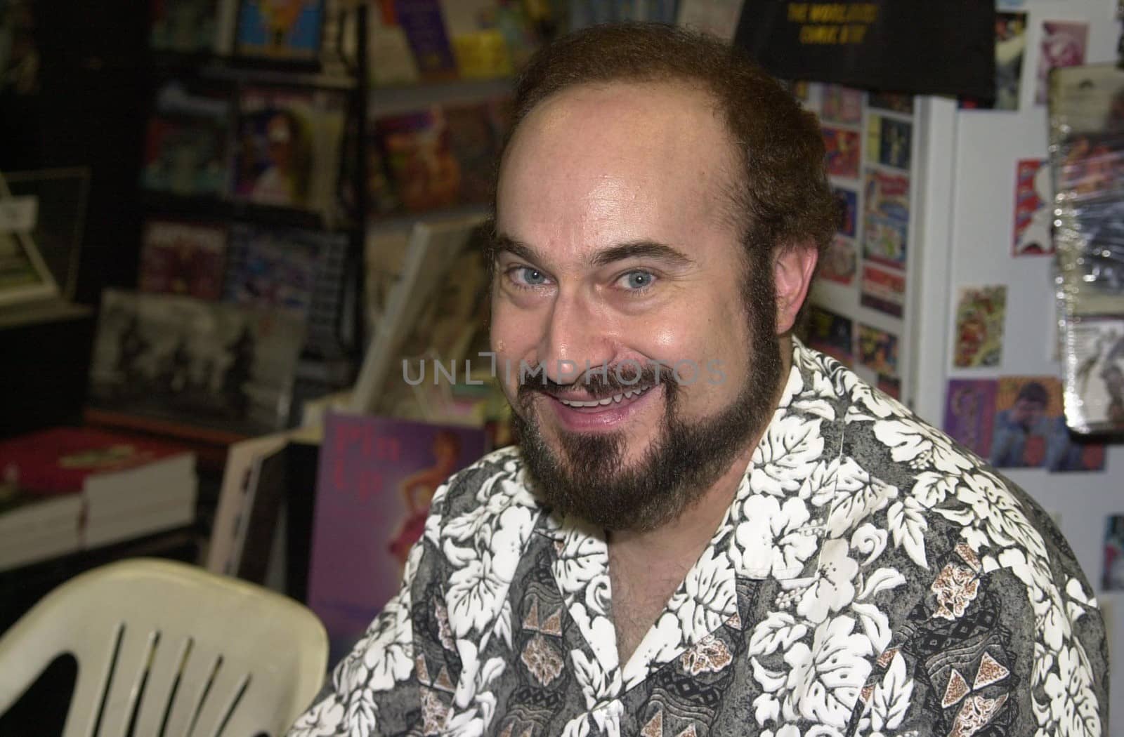 Robert Trebor at Golden Apple Comics, in Hollywood, signing copies of "Dear Salmoneus" on 02-09-00