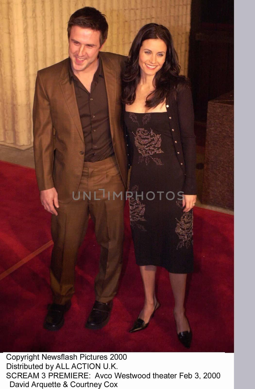 David Arquette and Courtney Cox at the premiere of Dimension Film's "Scream 3" in Westwood, 02-02-00