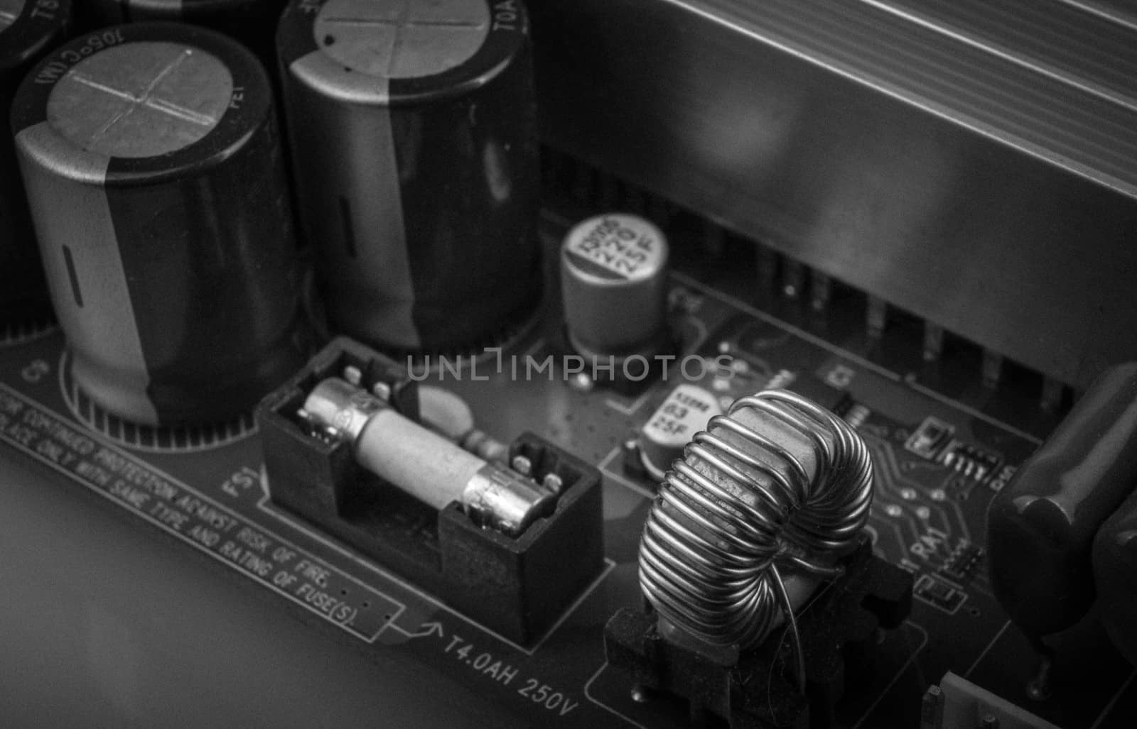 circuit board from the computer closeup