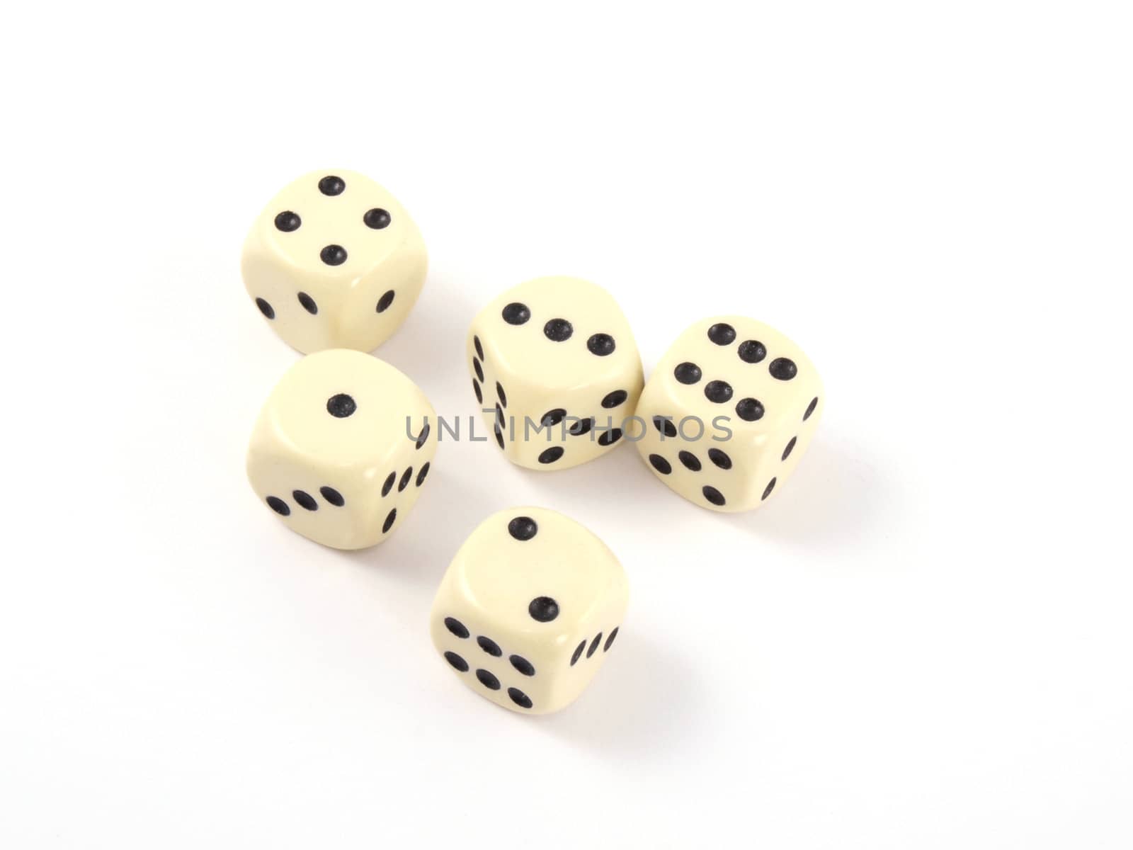 Close up photo of five dice by ianlangley