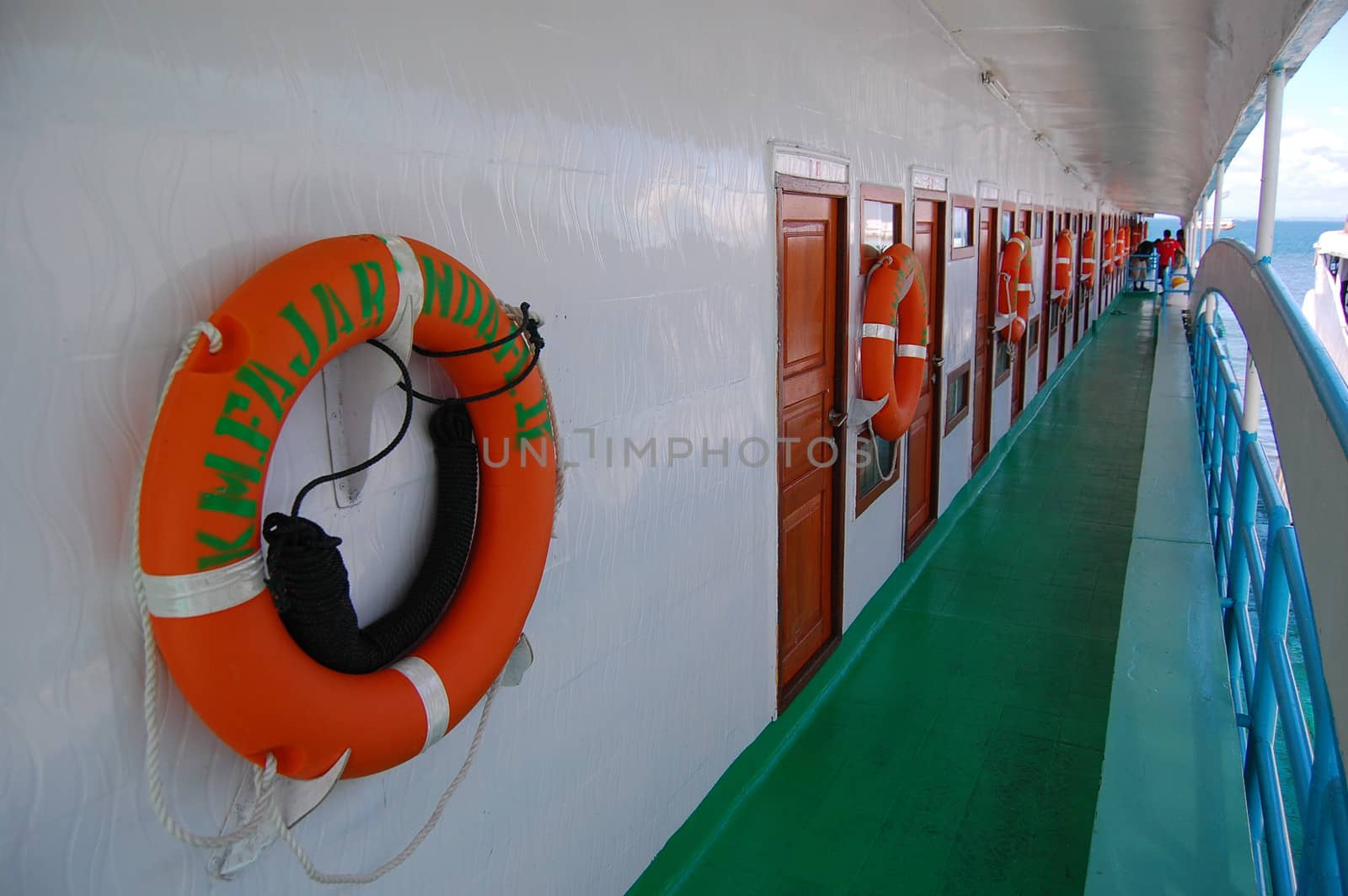 Life buoy at ship deck, Indonesia