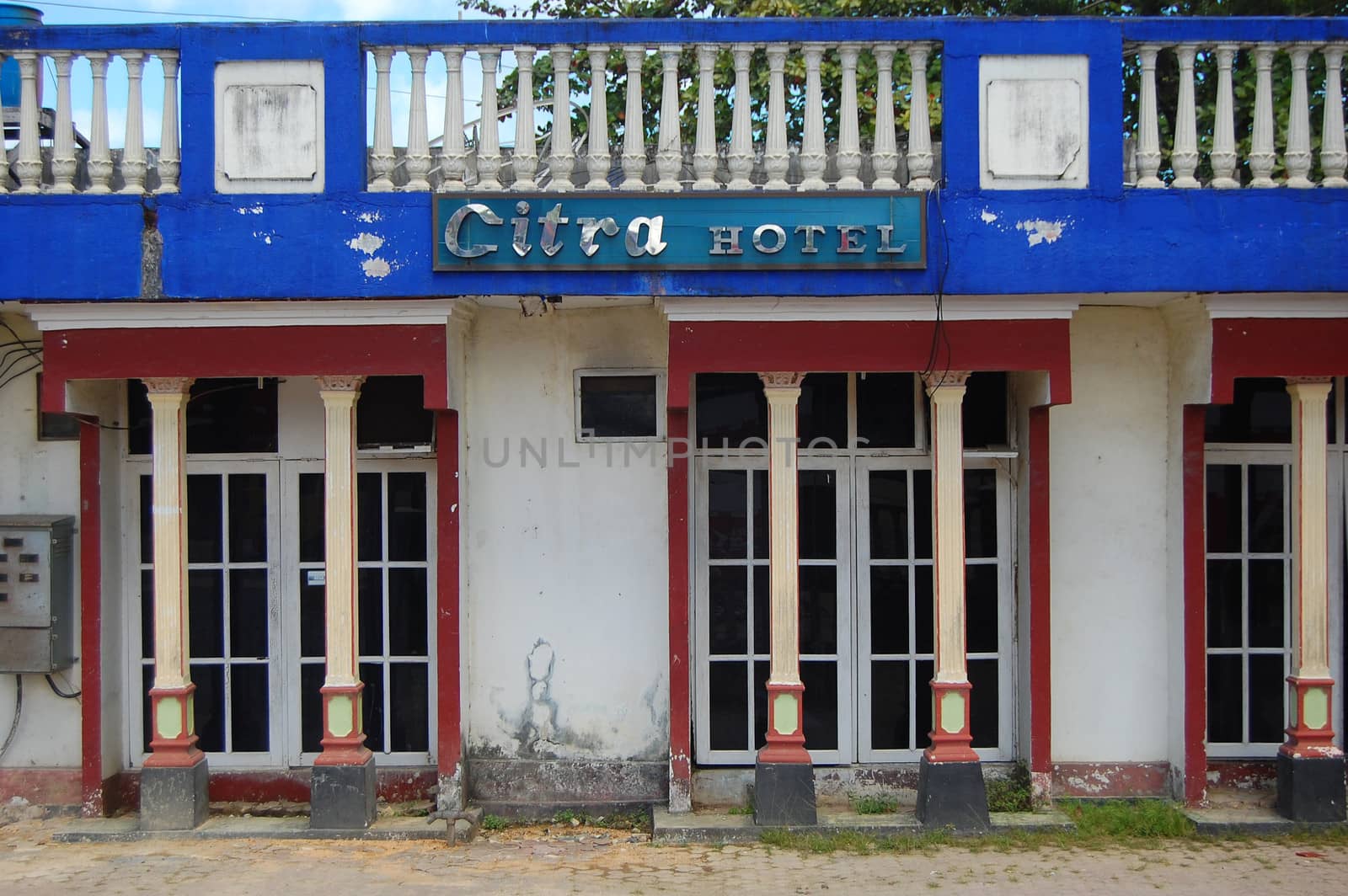 Old style hotel exterior, Indonesia