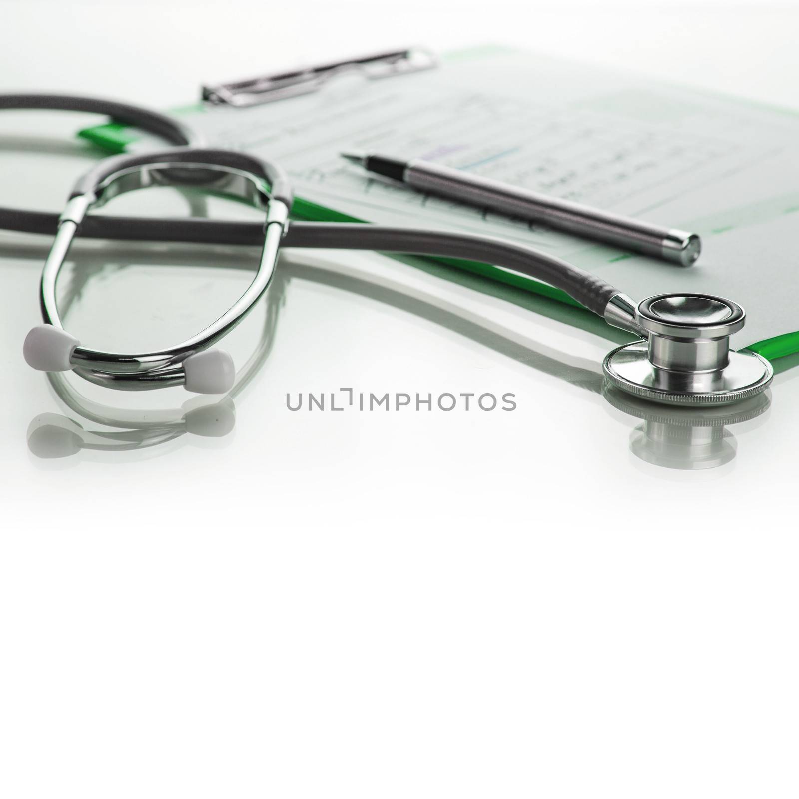 Stethoscope with medical clipboard 