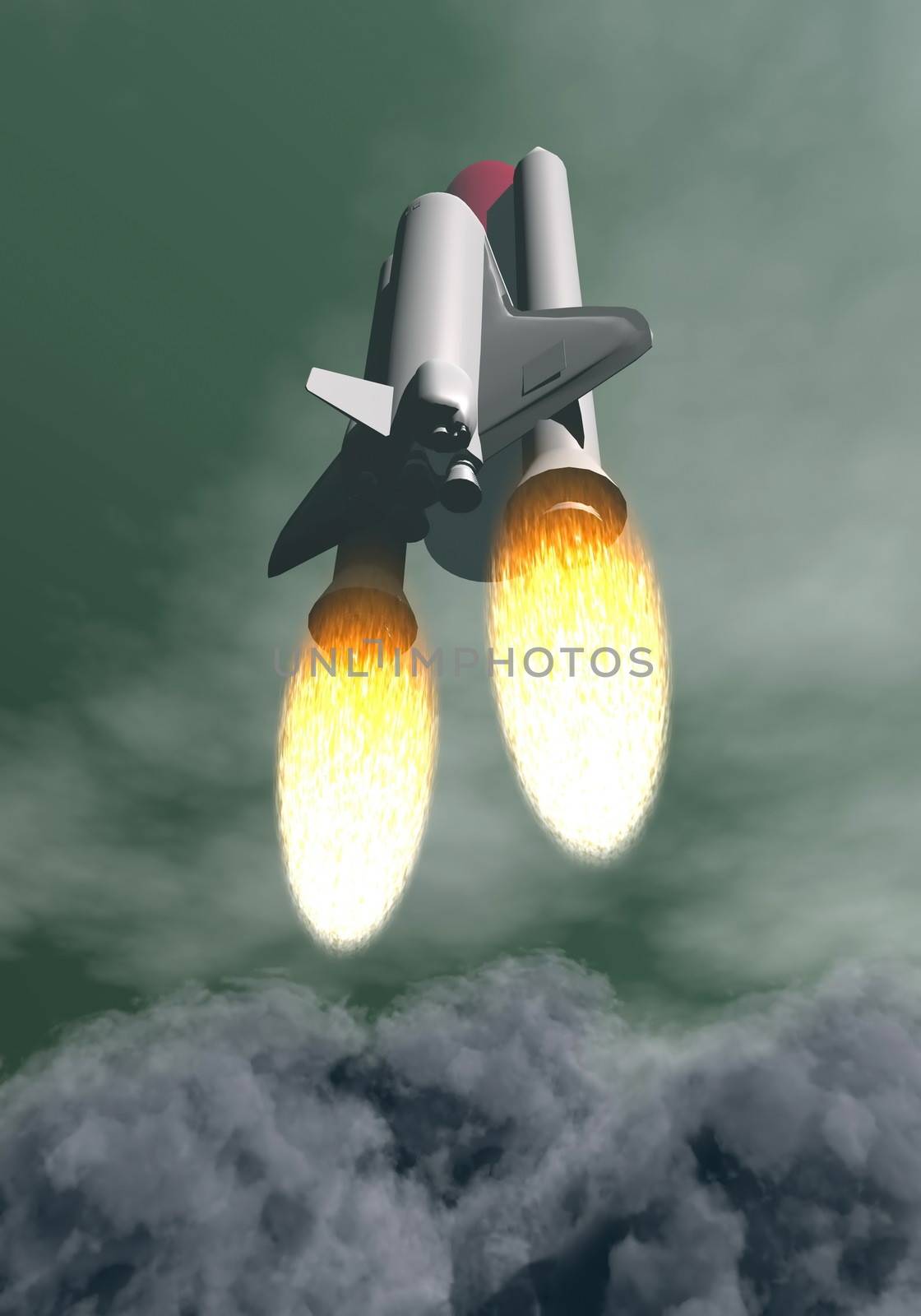 Shuttle taking off - 3D render by Elenaphotos21