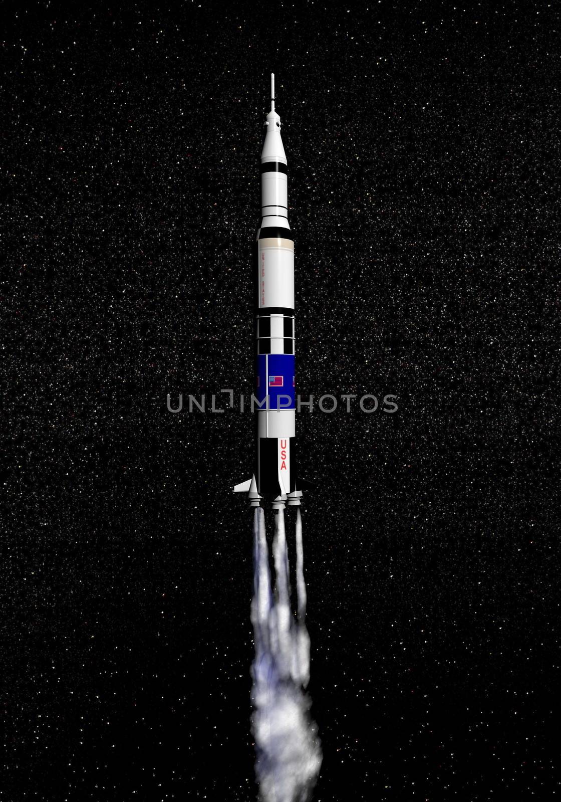 Saturn V spaceship - 3D render by Elenaphotos21