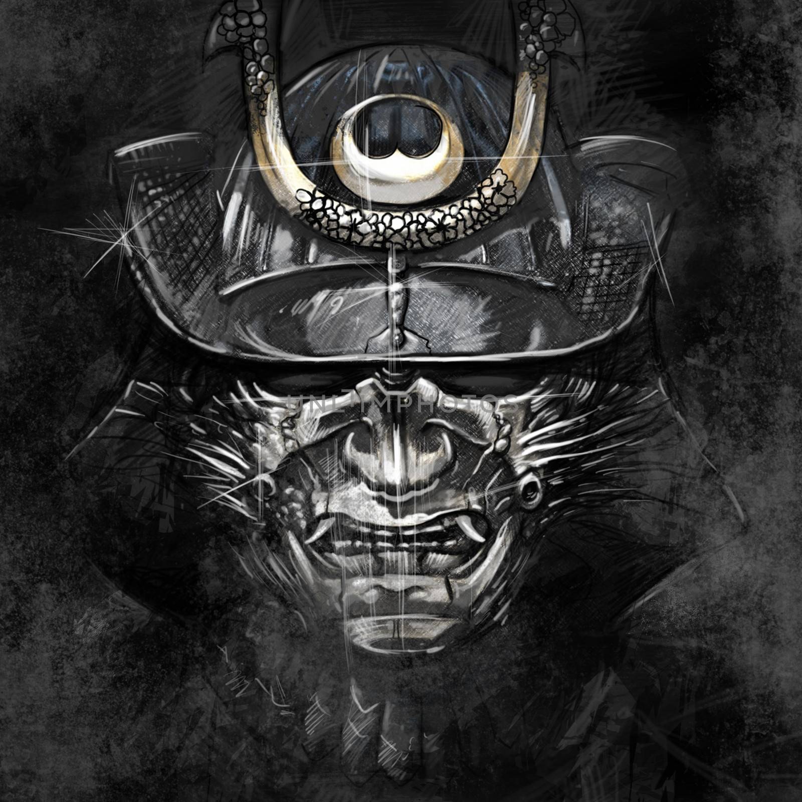 illustrations from a Japanese samurai warrior mask by FernandoCortes